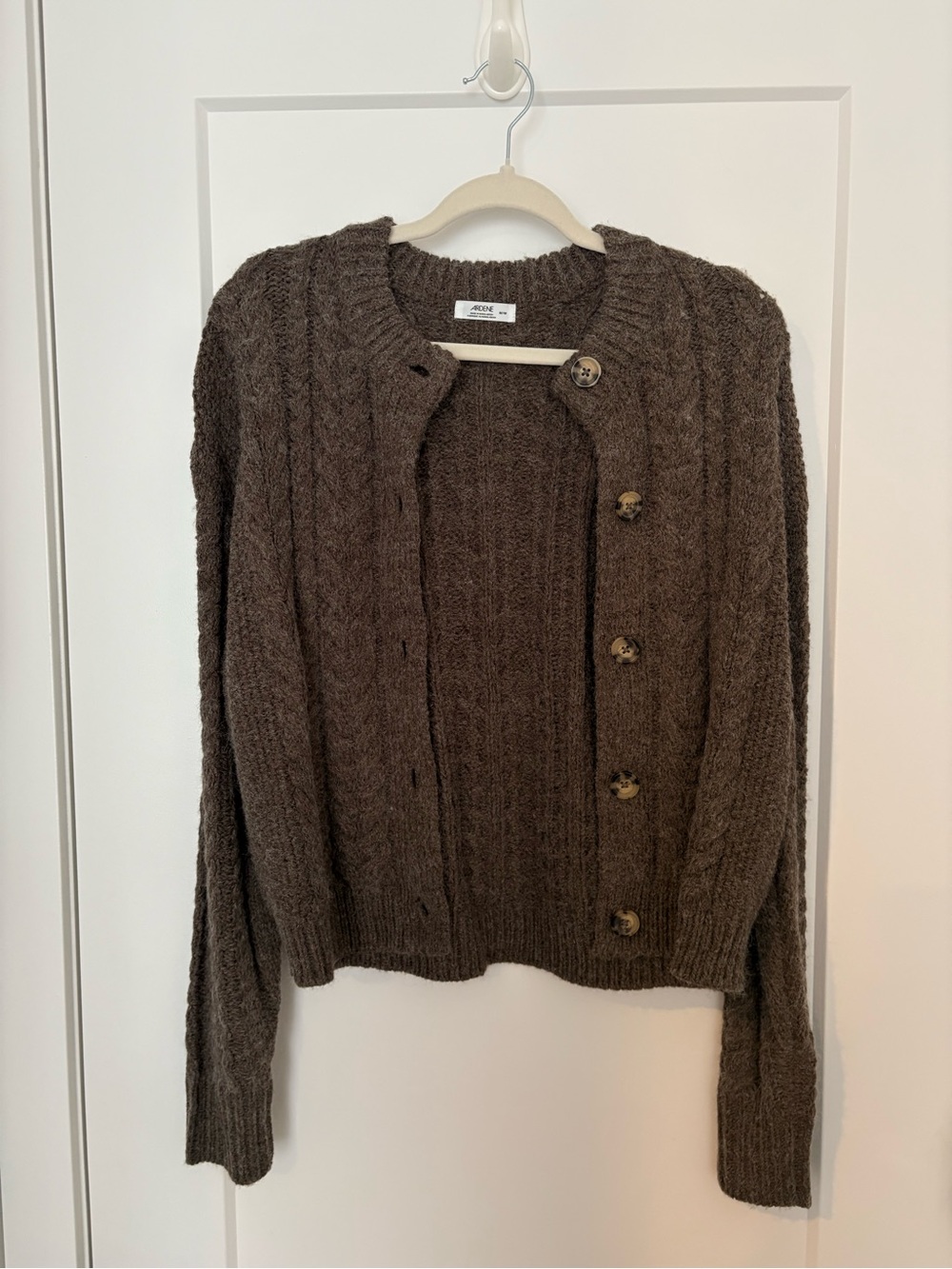 Ardene Brown Cable Knit Button-Up Cardigan